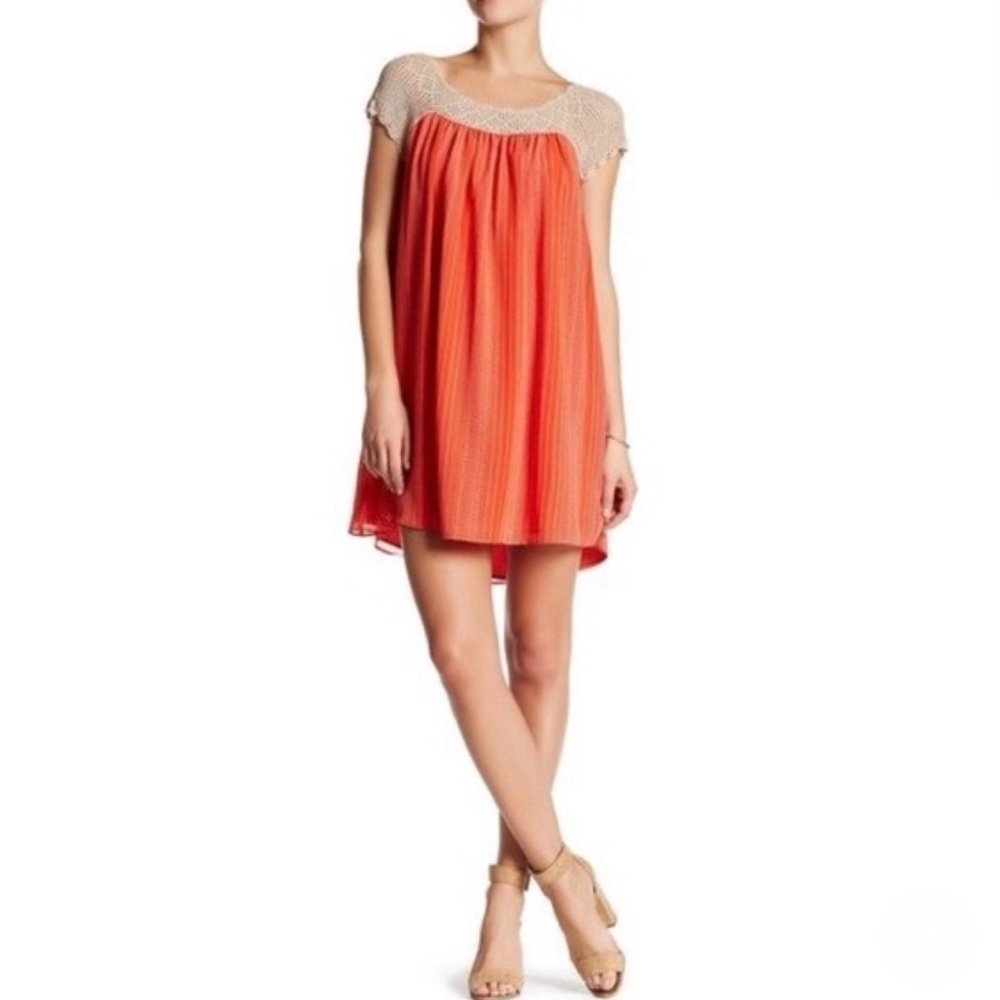 Joie Pajaro 100% Silk Shift Dress Coral/Red Size S